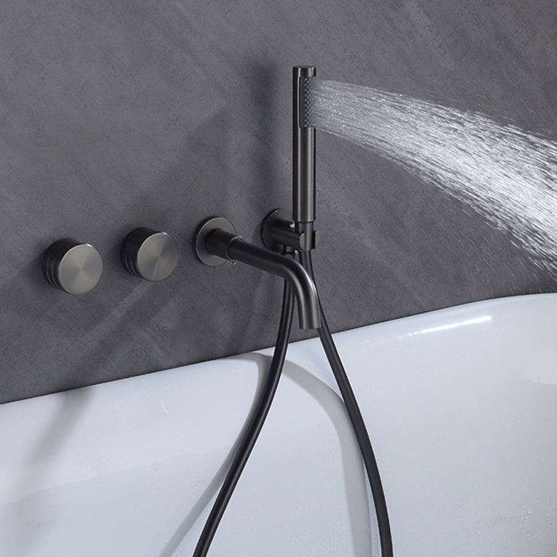 Wall Mounted Metal Tub Filler Low Arc Rotatable Tub Faucet Trim