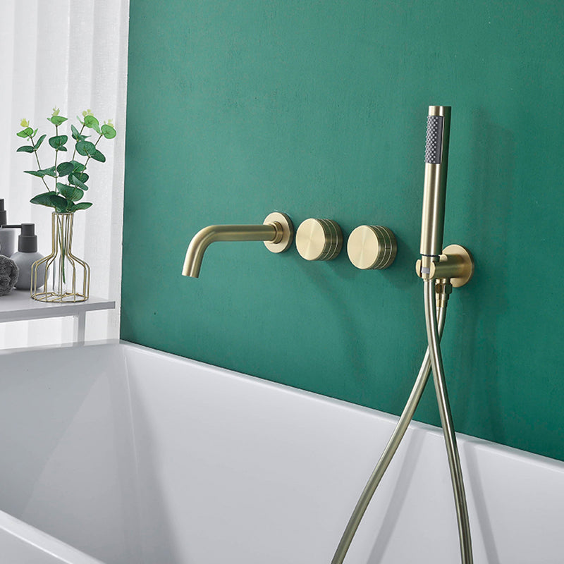 Wall Mounted Metal Tub Filler Low Arc Rotatable Tub Faucet Trim