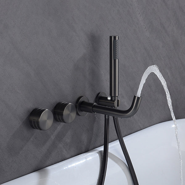 Wall Mounted Metal Tub Filler Low Arc Rotatable Tub Faucet Trim