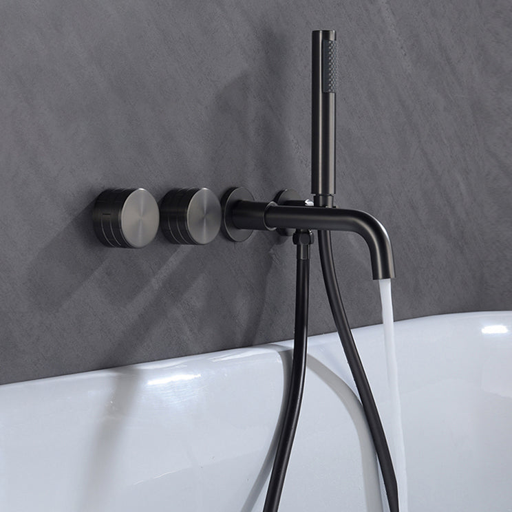 Wall Mounted Metal Tub Filler Low Arc Rotatable Tub Faucet Trim