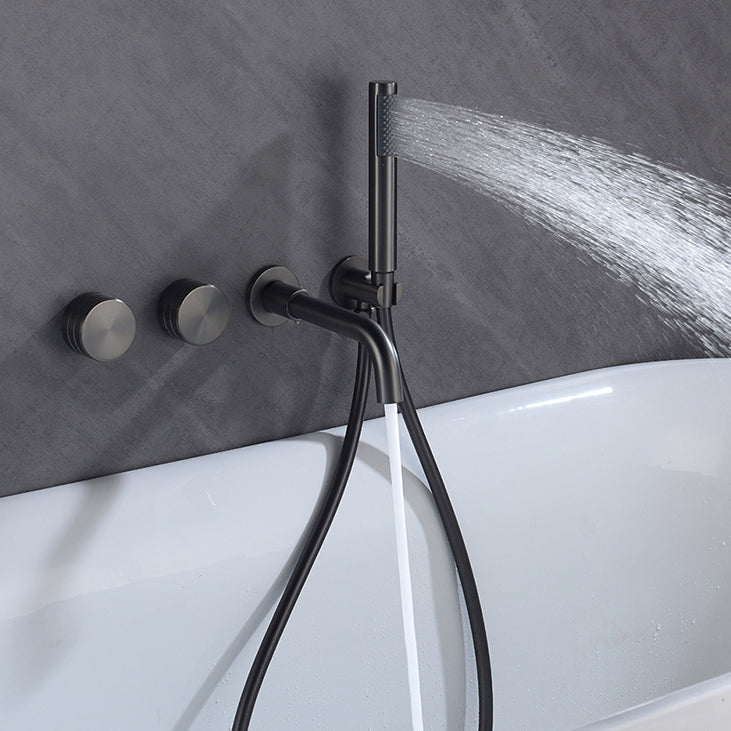 Wall Mounted Metal Tub Filler Low Arc Rotatable Tub Faucet Trim