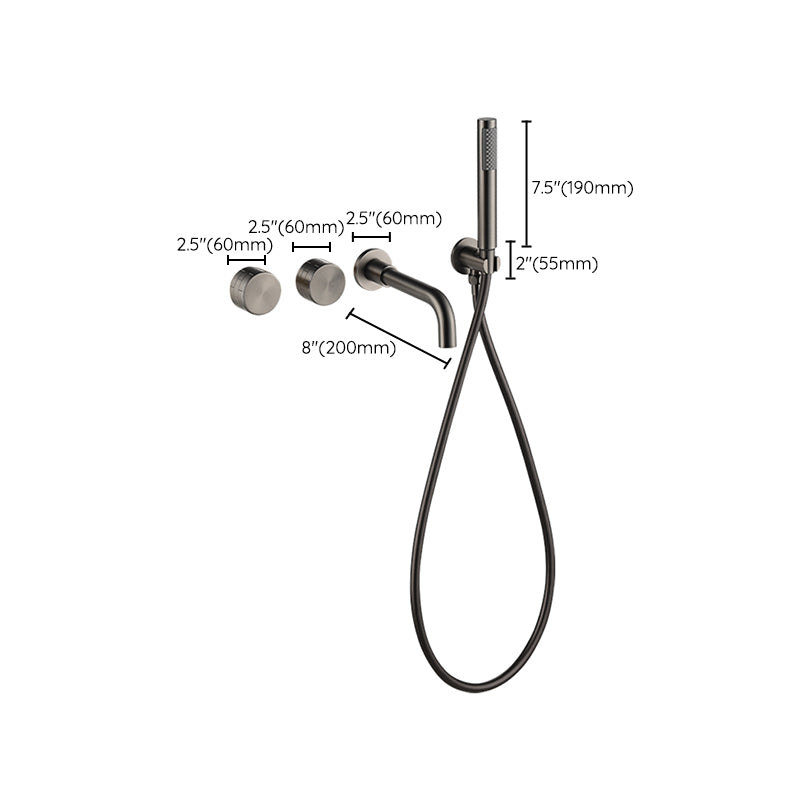 Wall Mounted Metal Tub Filler Low Arc Rotatable Tub Faucet Trim