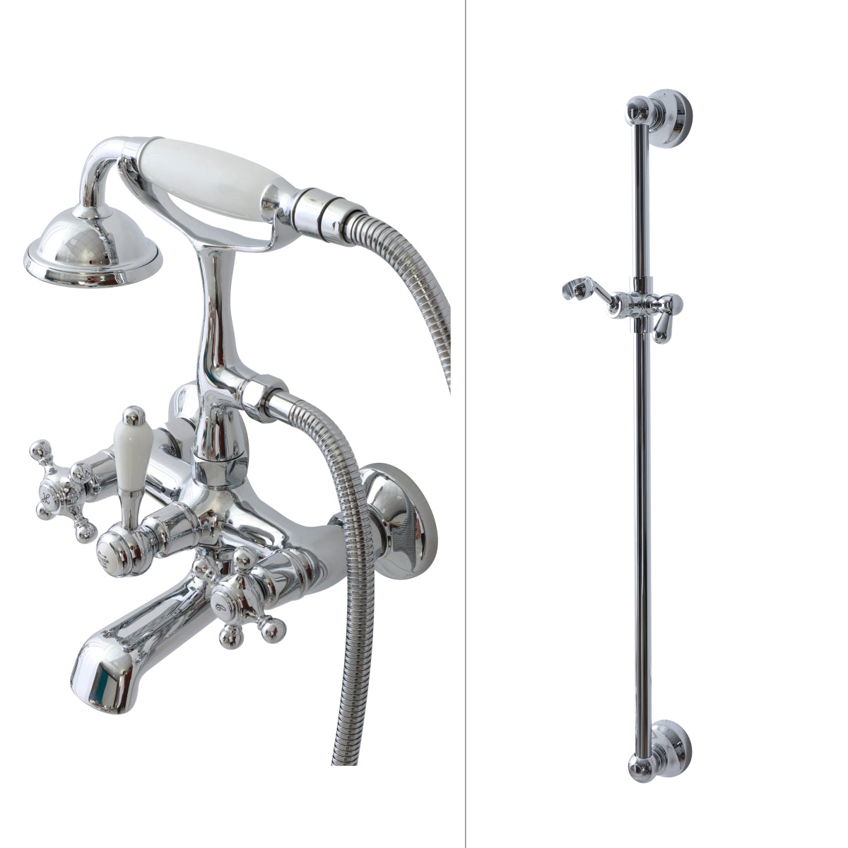 Glam Retro Wall Mounted Metal Claw Foot Tub Faucet Trim Low Arc Claw Foot Tub Faucet