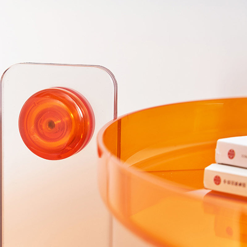 Modern Acrylic Round Side Table with Casters Tray Top 2 - Tier End Table Set