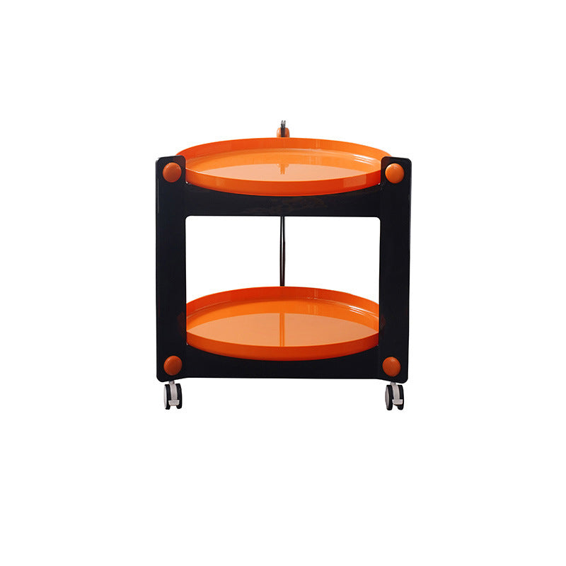 Modern Acrylic Round Side Table with Casters Tray Top 2 - Tier End Table Set