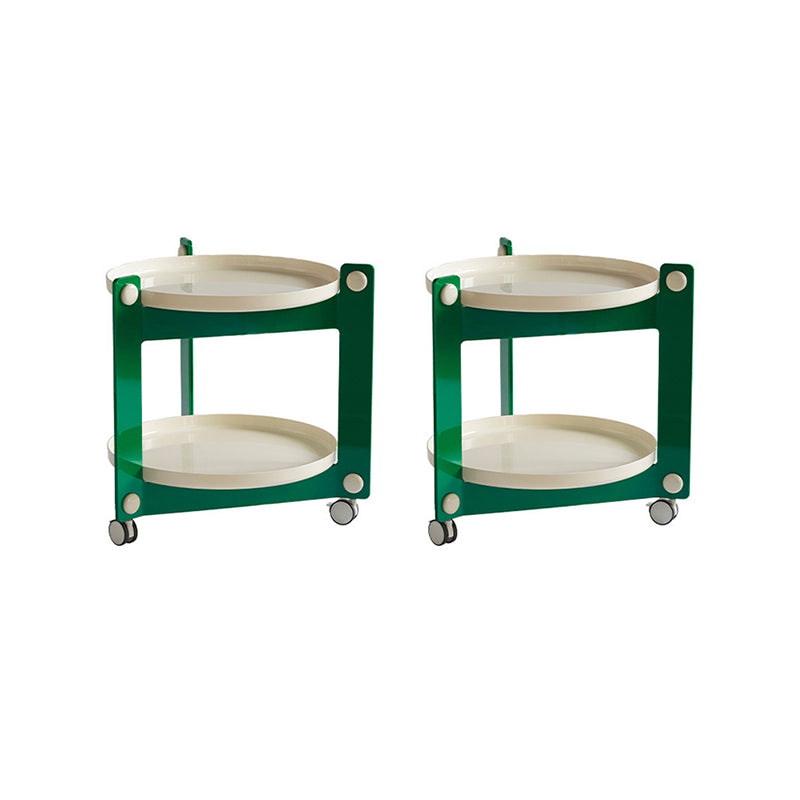 Modern Acrylic Round Side Table with Casters Tray Top 2 - Tier End Table Set