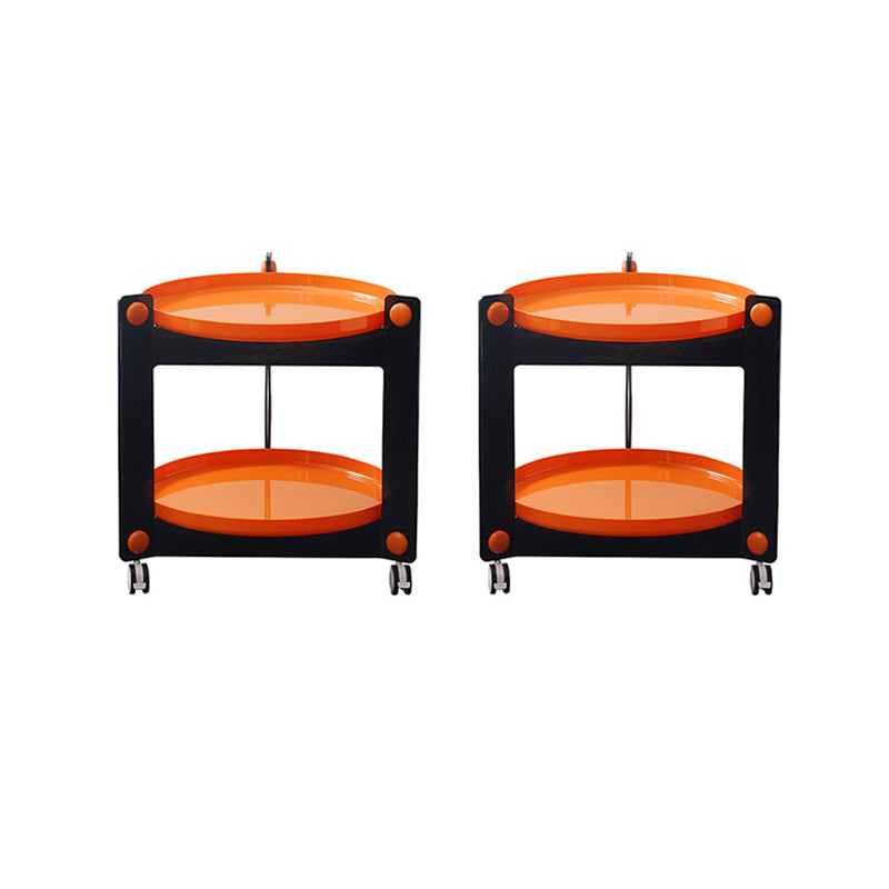 Modern Acrylic Round Side Table with Casters Tray Top 2 - Tier End Table Set