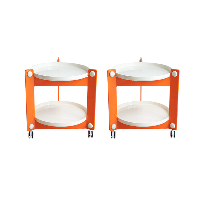 Contemporary Tray Top End Table Set Dia 25.6" 2 - Tier Side Table with Casters