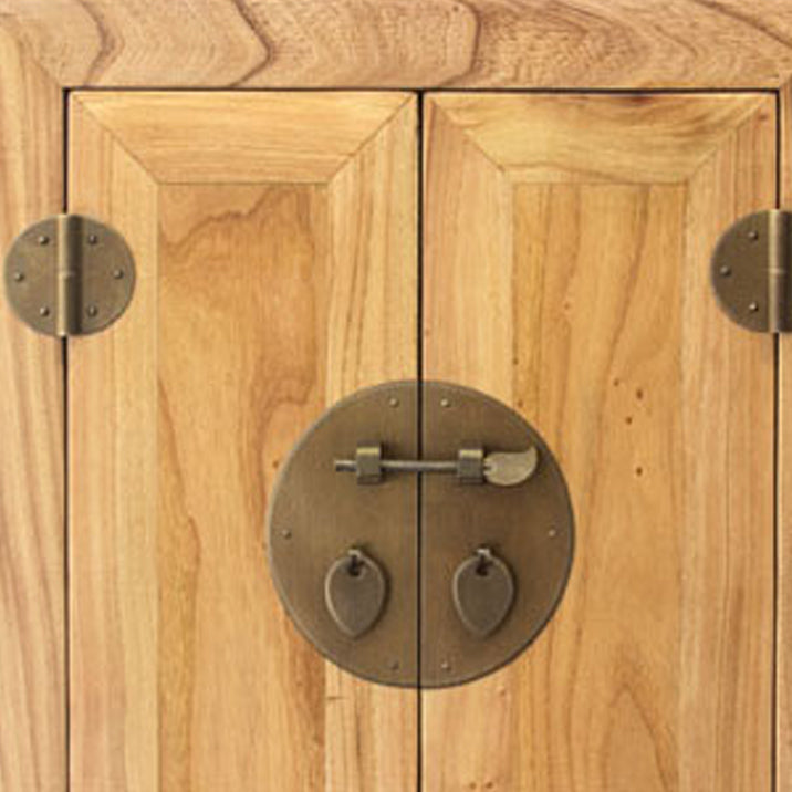 Modern Solid Wood Accent Chest Standard Ring Pulls Accent Cabinet