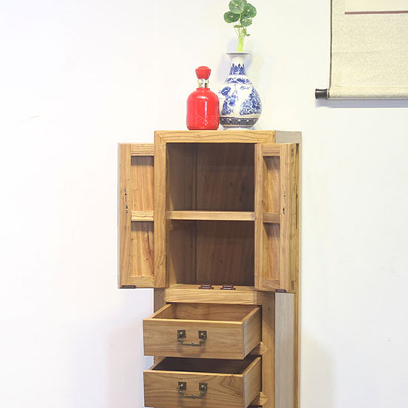 Modern Solid Wood Accent Chest Standard Ring Pulls Accent Cabinet