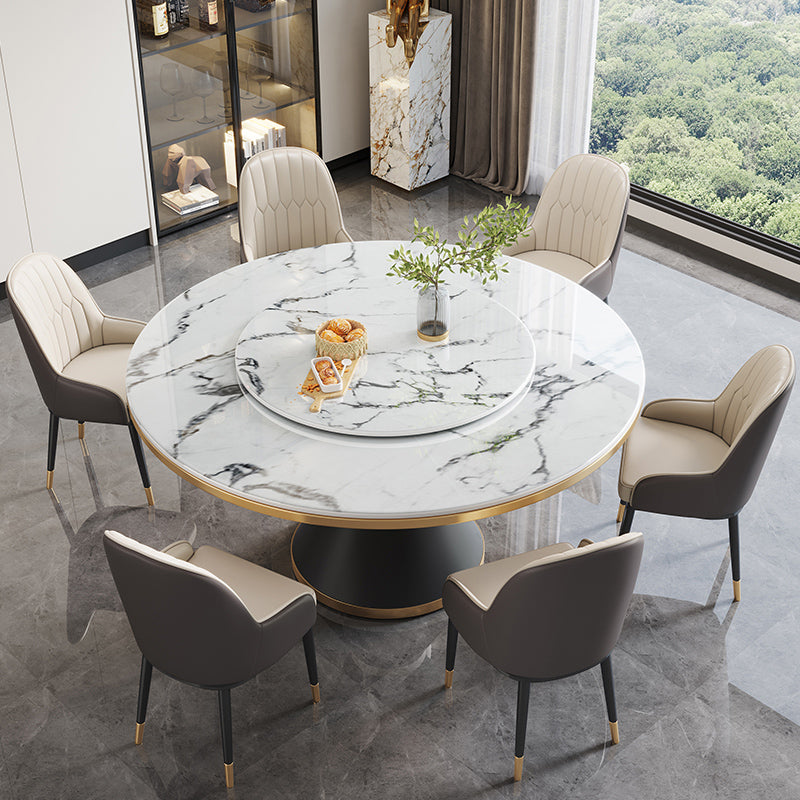 Modern Dining Set 1/5/7 Pcs Round Marble Dining Table and Upholstered Chairs