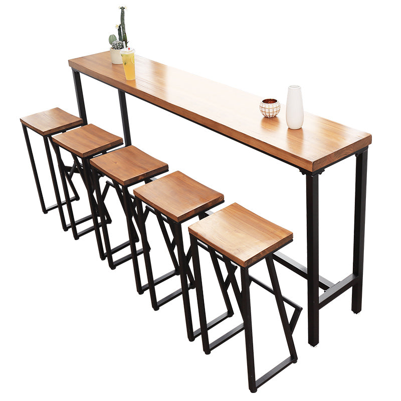 Contemporary Solid Wood Pub Set 1/6 Pieces Rectangle Bar Height Bar Set