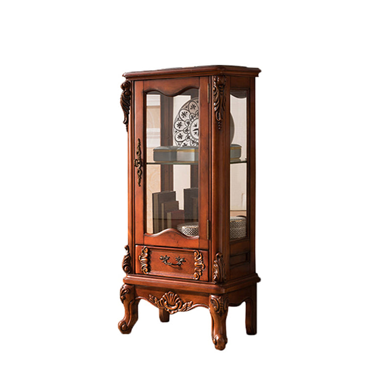 Traditional Birch Curio Cabinet Glass Doors Hutch Buffet with Doors