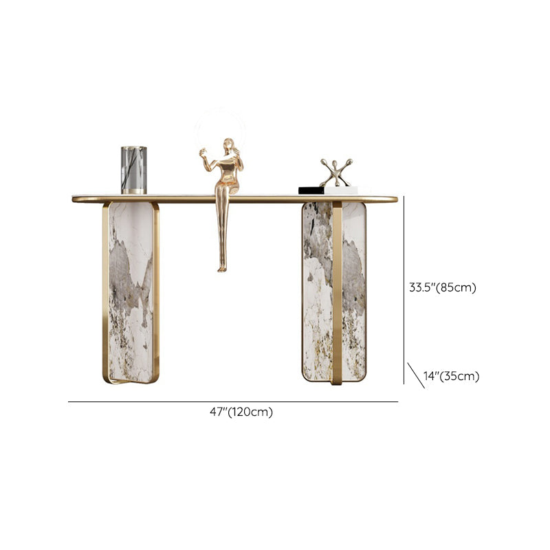 Stone Oval Console Table 33.46" Tall 1-shelf Accent Table for Hall