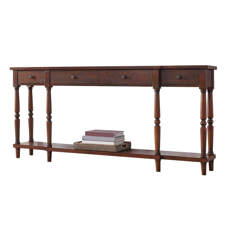 French Country Wood End Table Rectangle Console Sofa Table for Hall