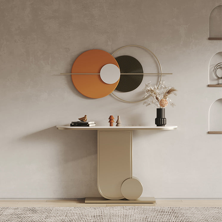 33.46" Tall Hall Accent Table Modern Stone Console Table with 1 Shelf