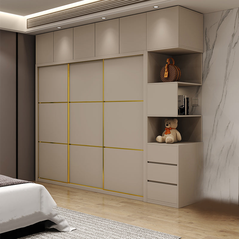 Contemporary Style Wardrobe Wooden Bedroom Wardrobe Closet with Clothes Rail