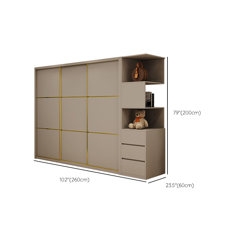 Contemporary Style Wardrobe Wooden Bedroom Wardrobe Closet with Clothes Rail