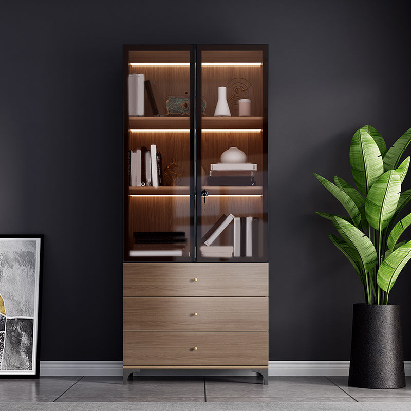 Glam Engineered Wood Bookcase Standard Bookshelf with Cabinets