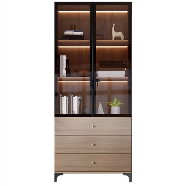 Glam Engineered Wood Bookcase Standard Bookshelf with Cabinets