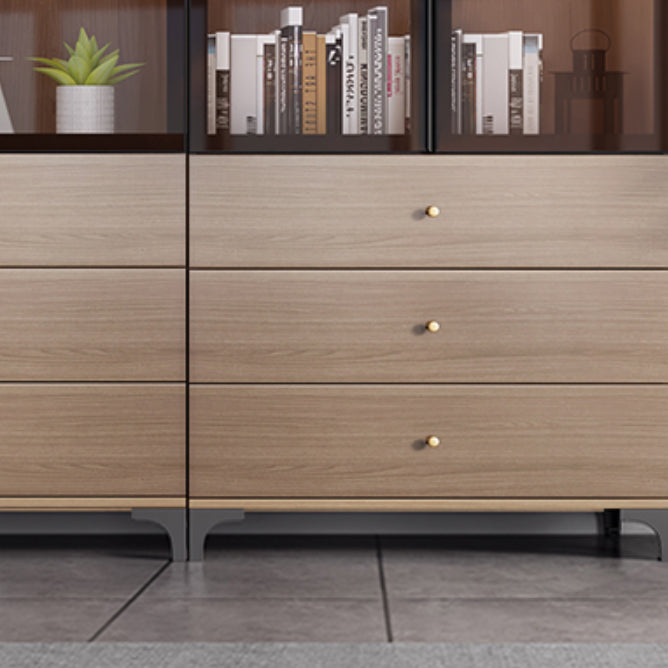 Glam Engineered Wood Bookcase Standard Bookshelf with Cabinets