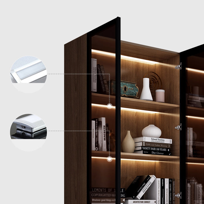 Glam Engineered Wood Bookcase Standard Bookshelf with Cabinets