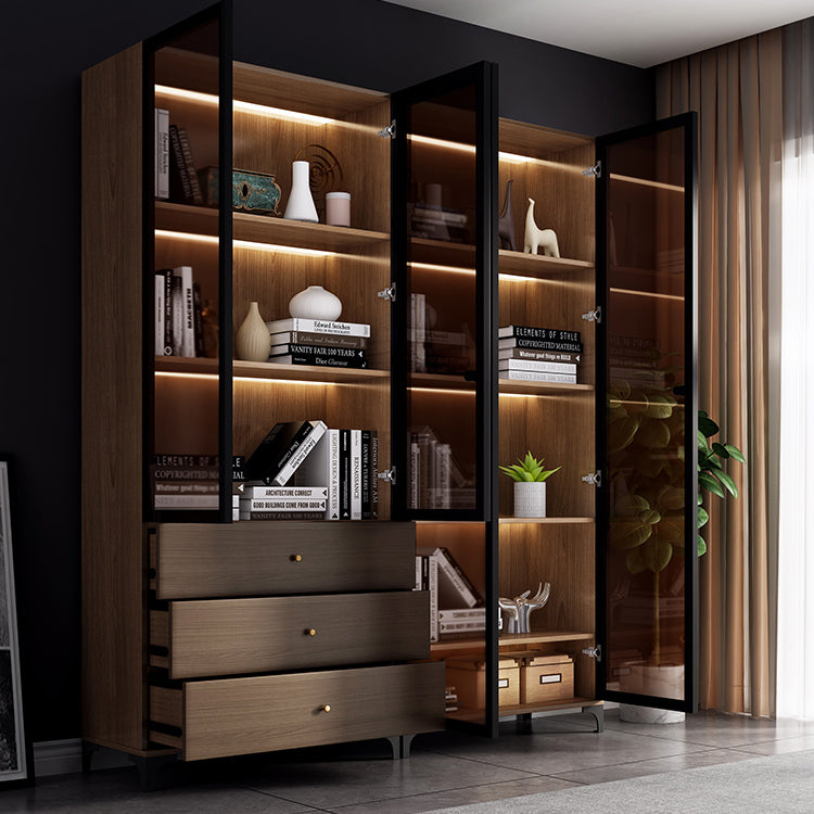 Glam Engineered Wood Bookcase Standard Bookshelf with Cabinets