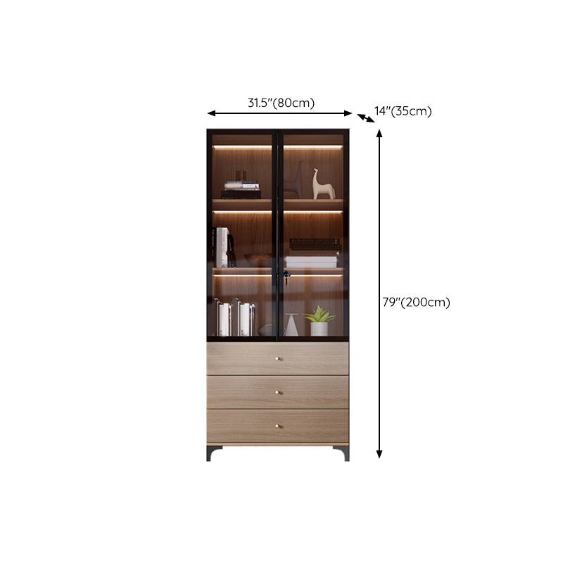 Glam Engineered Wood Bookcase Standard Bookshelf with Cabinets