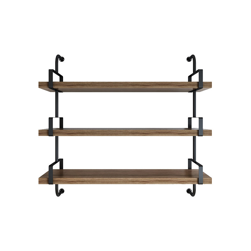 Natural Floating Bookcase Wooden Industrial Bookshelf with Shelves