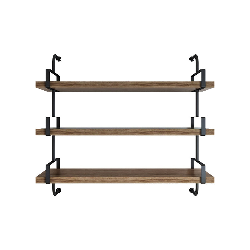 Natural Floating Bookcase Wooden Industrial Bookshelf with Shelves