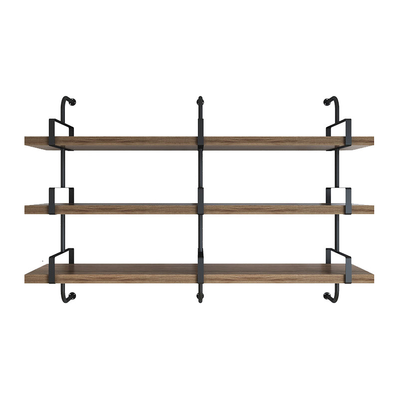 Natural Floating Bookcase Wooden Industrial Bookshelf with Shelves