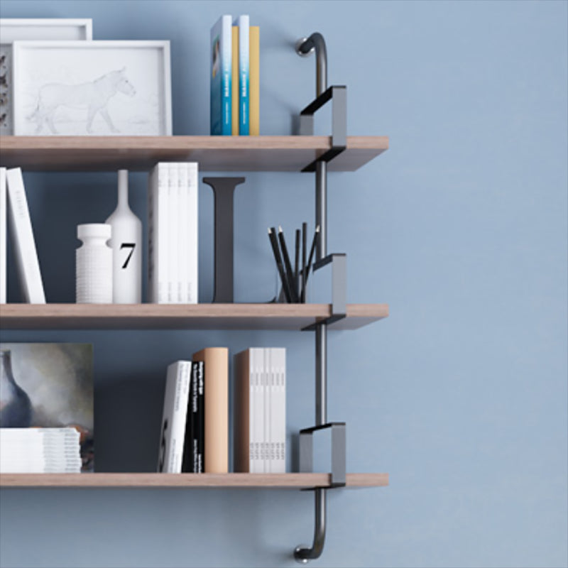 Natural Floating Bookcase Wooden Industrial Bookshelf with Shelves