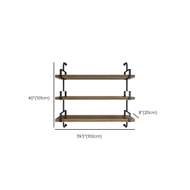 Natural Floating Bookcase Wooden Industrial Bookshelf with Shelves