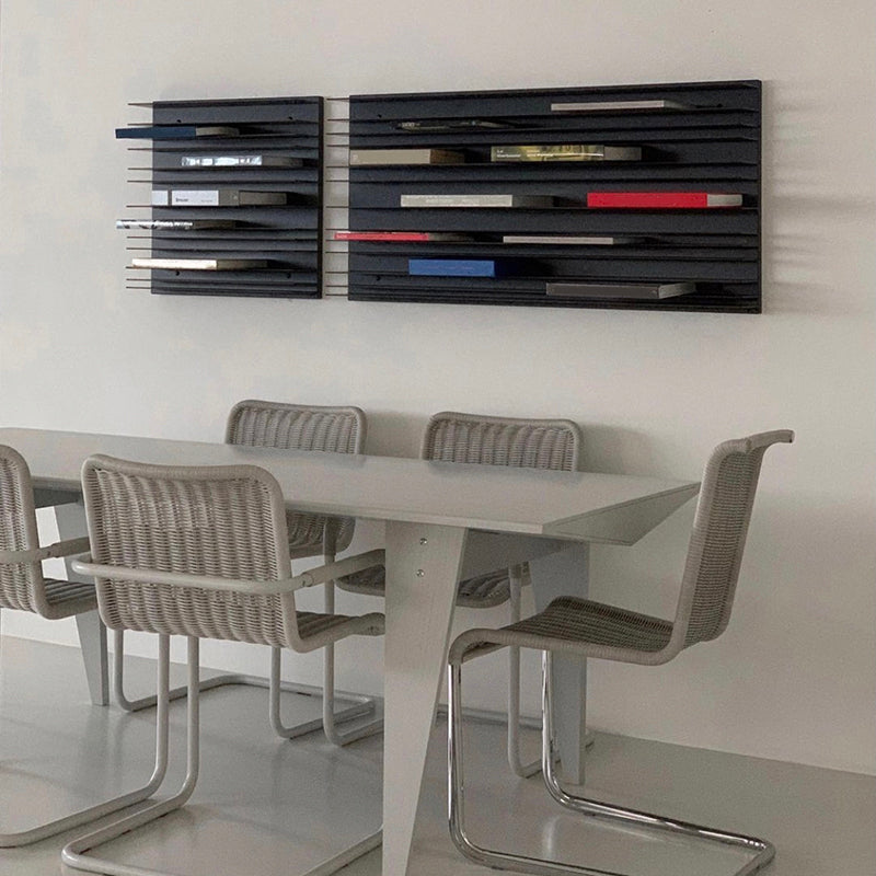 Industrial Closed Back Bookcase Floating Metal Bookshelf with Shelves