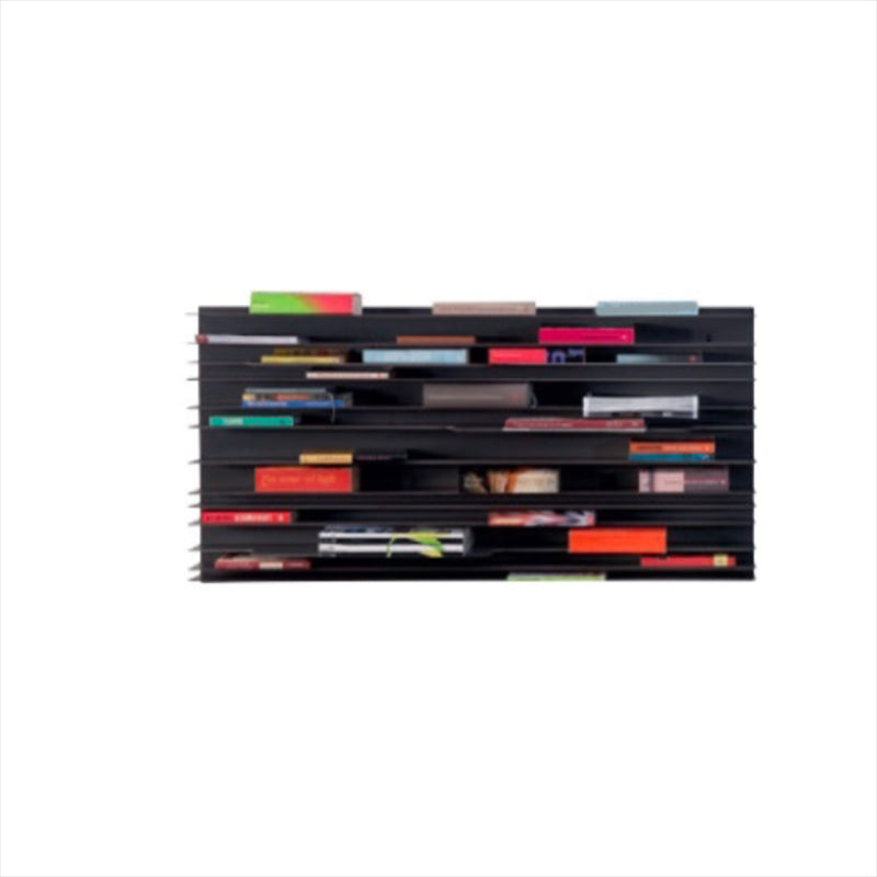 Industrial Closed Back Bookcase Floating Metal Bookshelf with Shelves