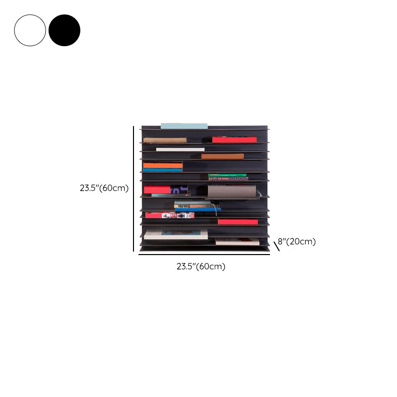 Industrial Closed Back Bookcase Floating Metal Bookshelf with Shelves