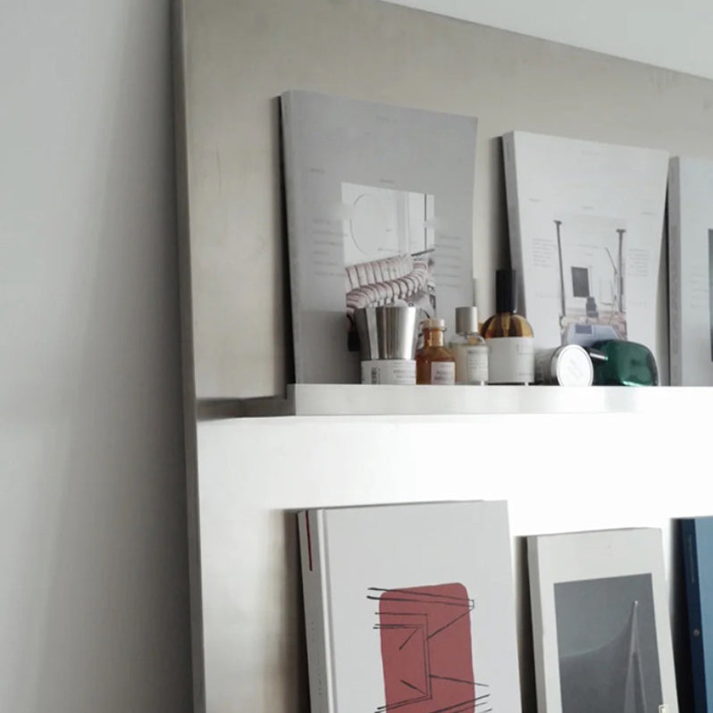 Industrial Steel Bookcase Silver Standard Closed Back Bookshelf with Shelves