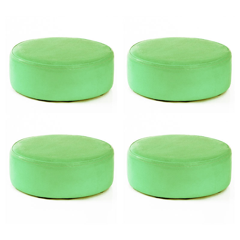 Modern Round Shape Pouf Leather Solid Color Pouf for Drawing Room