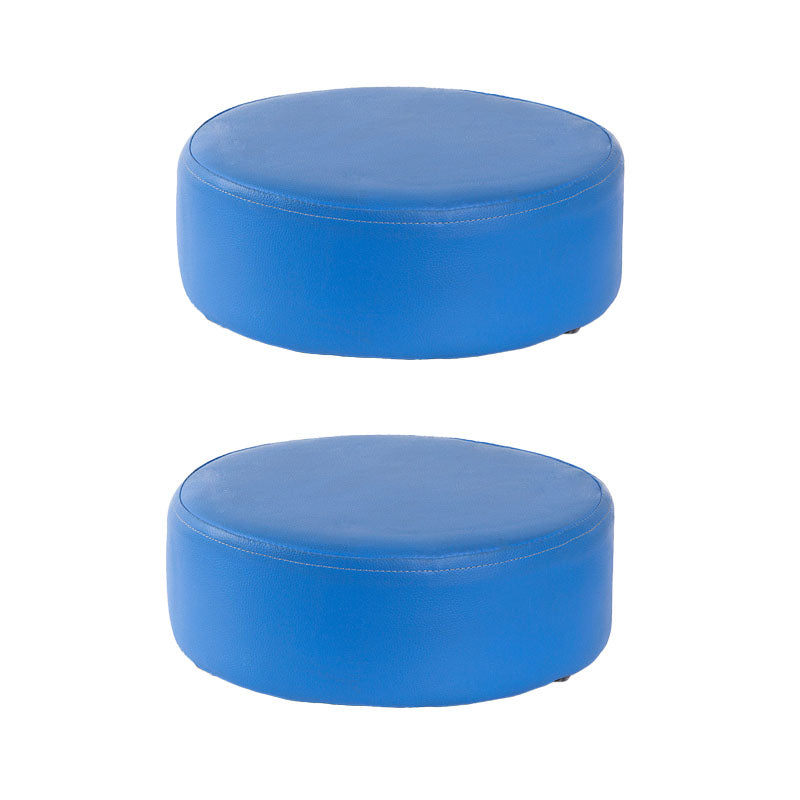 Modern Round Shape Pouf Leather Solid Color Pouf for Drawing Room