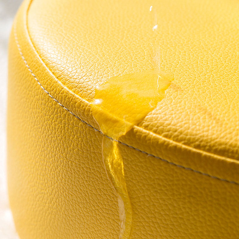 Modern Round Shape Pouf Leather Solid Color Pouf for Drawing Room