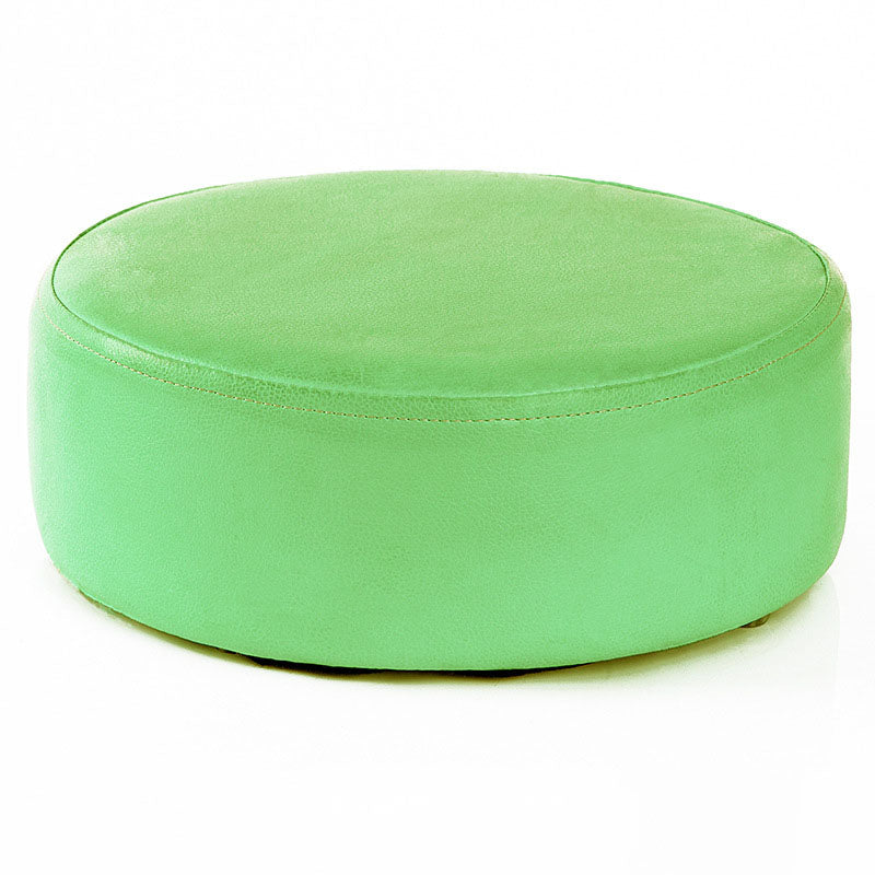 Modern Round Shape Pouf Leather Solid Color Pouf for Drawing Room