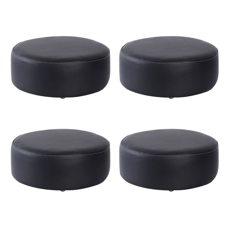 Modern Round Shape Pouf Leather Solid Color Pouf for Drawing Room