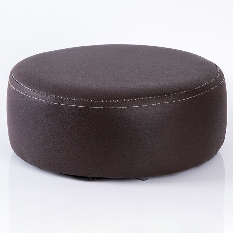 Modern Round Shape Pouf Leather Solid Color Pouf for Drawing Room