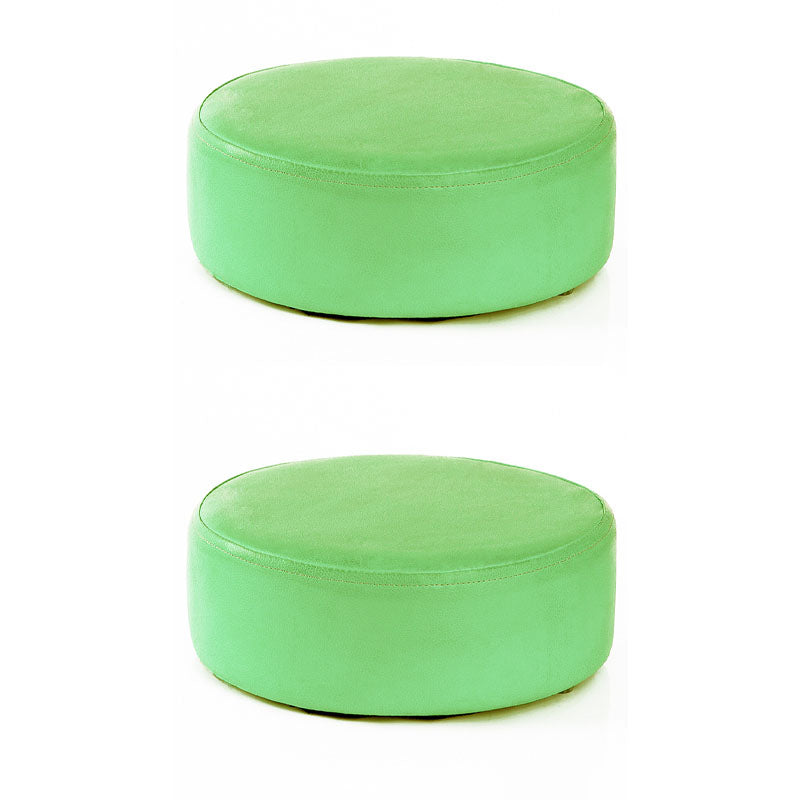 Modern Round Shape Pouf Leather Solid Color Pouf for Drawing Room