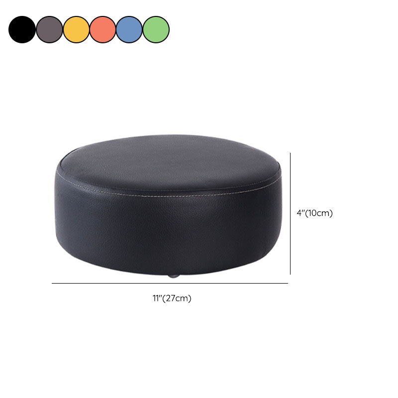 Modern Round Shape Pouf Leather Solid Color Pouf for Drawing Room