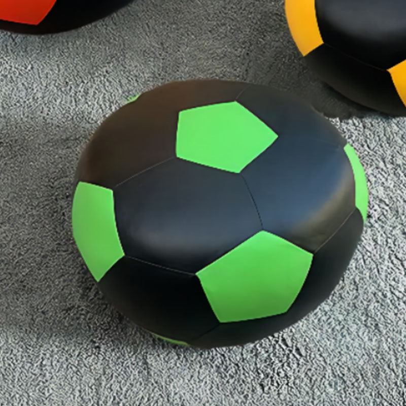 Modern Pouf Ottoman PU Leather Upholstered Geometric Print Spherical Ottoman