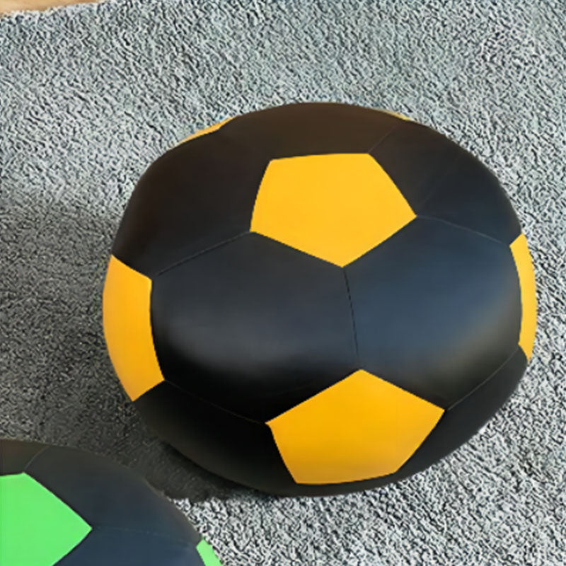 Modern Pouf Ottoman PU Leather Upholstered Geometric Print Spherical Ottoman