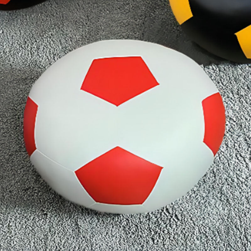 Modern Pouf Ottoman PU Leather Upholstered Geometric Print Spherical Ottoman