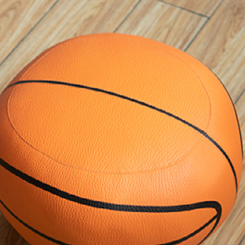 Modern Pouf Ottoman PU Leather Upholstered Geometric Print Spherical Ottoman