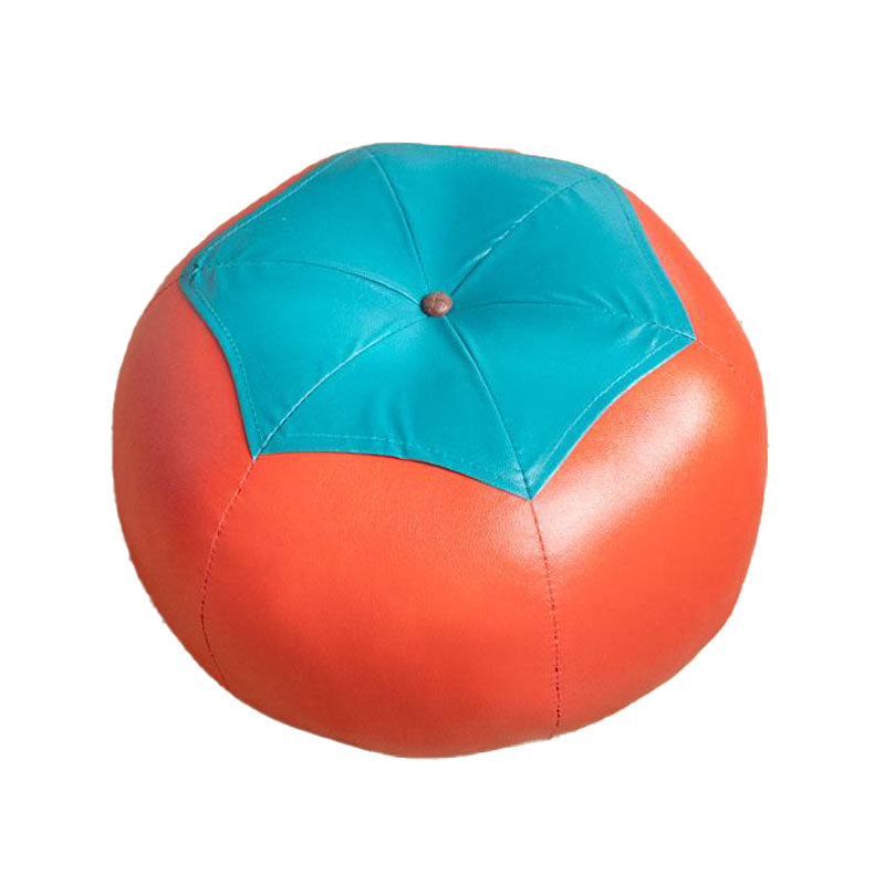 Modern Pouf Ottoman PU Leather Upholstered Geometric Print Spherical Ottoman